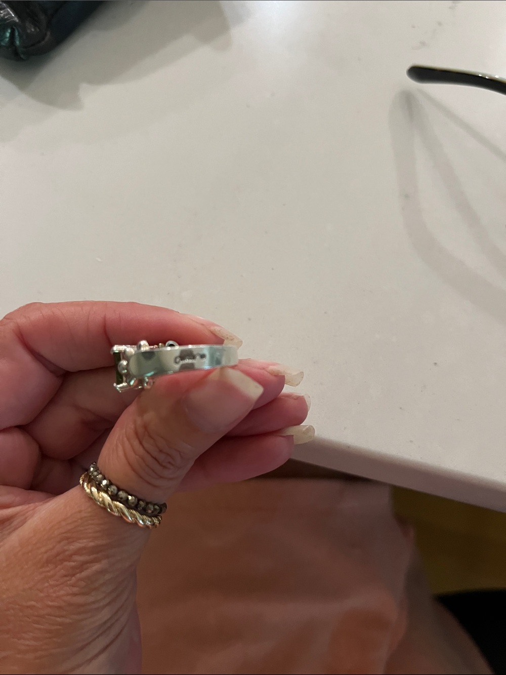 Lagos Vintage Peridot Sterling Silver Glacier Caviar 18k Gold Ring Size 7 - Picture 4 of 7